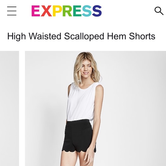 Express Black High Waisted Scalloped Shorts - Picture 2 of 4